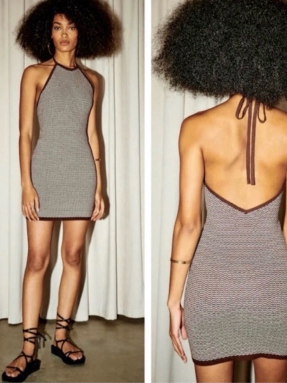 Abercrombie & Fitch Brown Halter Knit Mini Dress